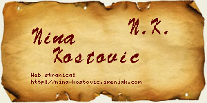 Nina Kostović vizit kartica